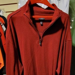 BIG & TALL MEN 1/3 ZIP LONG SLEEVE SWEATER